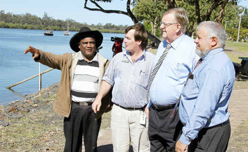 Fraser Coast Regional councillors Les MucKan and David Dalgleish discuss options for a bridge across the Burrum River with Member for Hinkler Paul Neville and Bundaberg Regional Council Deputy Mayor Tony Ricciardi. Fraser Coast Regional councillors Les MucKan and David Dalgleish discuss options for a bridge across the Burrum River with Member for Hinkler Paul Neville and Bundaberg Regional Council Deputy Mayor Tony Ricciardi.